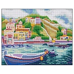 Картина алмазная " Color Kit " 40*50см Итальянский причал в наборе: холст с напечатанной схемой картины, натянутый на подрамник, набор акриловых страз разных размеров, форм и фактур, пластиковый карандаш для удобства захвата страз, сухой клей, емкость для