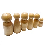 Набор деревянных заготовок из липы " Мастерская РуТвор " Куклы Кокеши, 6 фигурок (h100мм, h90мм, h85мм, h80мм, h65мм, h45мм)