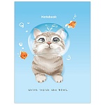 Записная книжка А5 7БЦ 80л " Миленд " Котенок в аквариуме, сшивка, обложка - мягкая c холодной фольгой, твин-лак, твердый переплет