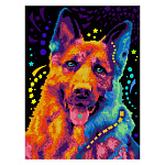 Картина алмазная " Lori " 30*40см Яркая овчарка, частичное заполнение, холст без подрамника с клеевой основой, комплект квадратных страз, стилус, лоток для страз, сухой клей, инструкция