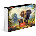 Пазлы " Hatber " 500элементов Premium Legend-Жизнь слонов 48*33см, постер, подарочная картонная упаковка