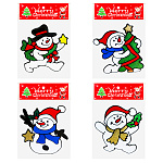 Наклейка " KWELT " Новогодняя- Снеговик, 14*14см, блестки, двусторонняя, многоразовая, ассорти (без возможности выбора дизайна), пакет, европодвес