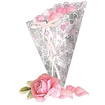 Кулечек для лепестков " Праздник " 475 Серебряные узоры 250*120мм, фольга серебряная текстурная, вырубка, лента