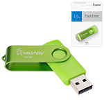 Флеш-диск " SmartBuy " 16GB Twist зеленый USB 2.0, металл/пластик