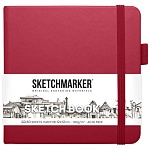 Блокнот для зарисовок " Sketchmarker " 12*12см 7БЦ на резинке 80л Маджента, обложка - ПВХ, плотность 140г/м2, блок- слоновая кость, сшивка, ляссе, держатель для ручки