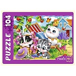 Пазлы " Рыжий кот " 104элемента Смешные котята №2 34*24см, картонная упаковка 19*14*3,5см