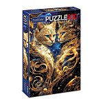 Пазлы " Hatber " 500эл Premium Магические коты 33*48см, матовая ламинация, 3D фольга, картонная упаковка