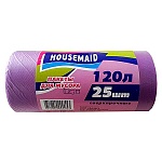 Мешки для мусора " Housemaid " 120л 25шт сиреневые, толщина 18мкм, в рулоне, ПВД