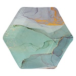 Набор тарелок " Веселый праздник " d=18см Мрамор небесно-голубой, многогранник, в наборе 6шт