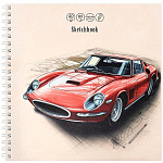 Скетчбук, крафт-бумага 80г/м2, 190*190мм, 40л, спираль, без линовки, обложка - матовый ламинированный картон, выборочный УФ-лак, жесткая подложка, " Проф-Пресс " Рисунок автомобиля