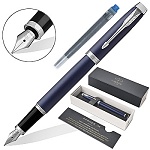 Ручка подарочная перьевая " Parker " IM Core F321 Matte Blue CT 1 картридж синего цвета, 0,5мм, корпус- латунь лакированная, цвет корпуса- темно-синий матовый лак, клип хромированная латунь, подарочный футляр