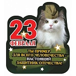 Магнит виниловый " Хорошо " 612 23 Февраля- Ты пример для всего человечества-настоящий защитник Отечества! 79*89мм, без отделки