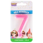 Свеча для торта цифра " Миленд " 7, ярко-розовая, 14*8*1см, картонный блистер, европодвес