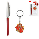 Набор подарочный " KWELT " 2в1 ручка шариковая автоматическая, синяя, брелок, пластиковая упаковка, европодвес