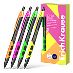 Ручка шариковая автоматическая " Erich Krause " XR-30 Matic&Grip Accent синяя 0,7мм резиновый держатель, непрозрачный черный корпус - ассорти, толщина письма 0,35мм, картонная упаковка