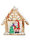 Ёлочное украшение " KWELT " Домик. Санта Клаус 14*14см, деревянное, RGB подсветка, пакет