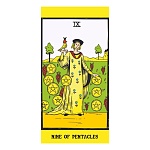 Конверт для денег " Мир поздравлений " 410 Девятка пентаклей, nine of pentacles, 168*84мм, глянцевый уф-лак, текст