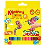 Карандаши " Каляка-Маляка " акварельные 24цв, шестигранные деревянные, картонная упаковка, европодвес