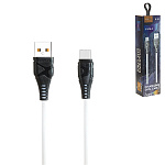 Кабель сетевой USB - Type-C " FaisON " K-50 Zero белый, черная вставка, круглый, 1м, 3А, силикон