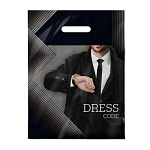 Пакет ПЭ " Интерпак " с вырубной ручкой ПВД, 30*40см 30мкм Дресс-код