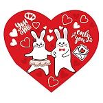 Бирка для букетов и подарков " Мир открыток " 2-70 Сердце. Зайчики, 124*68мм, без отделки, текст