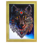 Картина алмазная " Color Kit " 30*40см Волчица набор: картина с номерами для выкладки страз на пенокартоне, схема-рисунок для раскраски и выкладки мозаики, набор акриловых страз разной формы, карандаш и пинцет для удобства захвата мозаичных элементов, кле