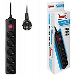 Сетевой фильтр " Buro "  3м 5 розеток, 10А, без защитной шторки, защита от короткого замыкания, защита от перегрева, черный