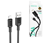 Кабель сетевой USB - Lightning " Borofone " BX111 Feliz черный, круглый, 1м, 2,4А, силикон