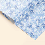 Упаковочная бумага Новогодняя " Миленд " 70*100см 10 листов, Морозные снежинки, в рулоне, пантон золото, 90г/м2