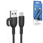 Кабель сетевой USB - micro USB " Borofone " BX91 чёрный, круглый, 1м, 2,4А, силикон