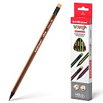 Карандаш ч/гр " Erich Krause " VIVO HВ с ластиком, трехгранный, деревянный, цвет корпуса - ассорти, картонная упаковка, европодвес