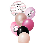 Набор шаров " Браво " Котики С днём рождения 7в1 состав: фольгированные шары: 18"/46см круг - 1шт, латексные шары с рисунком - 2шт 2 дизайна, 12"/30см латексные шары - 4шт 4 цвета