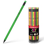 Карандаш ч/гр " Erich Krause " Joy HB с ластиком, круглый, пластиковый, цвет корпуса - ассорти, заточенный, пластиковый тубус