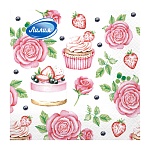 Салфетки бумажные 2-слойные " Лилия " Розовый пудинг 20шт, 100% целлюлоза, 33*33см