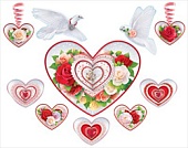 Набор оформительский " Открытая планета " 946 Свадебный- Обручальные кольца в обрамлении красно-белых роз на сердце- для оформления интерьера,европодвес