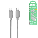 Кабель сетевой Type-C - Lightning " Hoco " X113 Beneficio серый, круглый, 1м, 3,0А, PD, 27Вт, нейлон