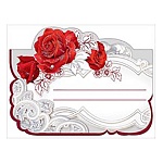 Банкетная карточка без надписи " Праздник " 150 Красные розы, 106*64мм, фольга серебряная, текст
