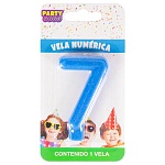 Свеча для торта цифра " Миленд " 7, синяя цифра, 14*8*1см, картонный блистер, европодвес