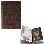 Обложка для документов и паспорта " ДПС " коричневая 95*132мм кожзам