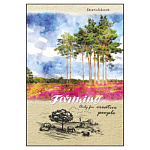 Скетчбук, кремовая бумага 100г/м2, А4, 64л, 7БЦ, без линовки, обложка- глянцевый ламинированный картон, сшивка, " Проф-Пресс " Деревья на лугу