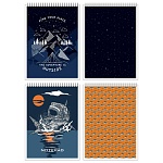 Блокнот А5 спираль сверху 60л " Академия Групп " Ночное приключение (ассорти), клетка, обложка - матовый ламинированный картон, 4 дизайна