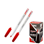 Ручка шариковая " Piano " Сorrect красня 0,7мм, толщина письма 0,35мм, трехгранная, игольчатый пишущий узел, чернила на масляной основе, цвет корпуса - белый, колпачок в цвет чернил, одноразовая, картонная упаковка