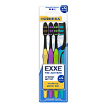 Зубная щетка " Exxe " tri-active, средняя, 4шт в упаковке