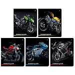 Тетрадь А5 48л клетка " Альт " Спортивные мотоциклы, офсет, на скобе, обложка - мелованный картон, сплошной УФ-лак, скругленные углы, 5 дизайнов в спайке