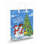 Пакет Новогодний ПЭ " Интерпак " с пластиковой ручкой МП, 30*40см 150мкм Зимняя история