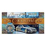 Конверт для денег " Мир открыток " 2-17 С Юбилеем! Мужской- Автомобиль, часы, небоскребы, 165*85мм, фольга- золото, текст