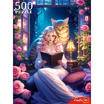 Пазлы " Рыжий кот " 500элементов Девушка с котом 48,5*34,5см, картонная упаковка 19*15,1*6,5см
