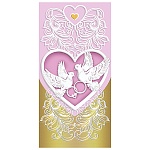 Конверт для денег " Мир поздравлений " 475 Свадьба- Голуби и кольца, 168*84мм, дизайнерская бумага, пластизоль, фольга