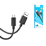 Кабель сетевой USB - micro USB " Hoco " X88 Gratified чёрный, круглый, 1м, 2,4А, силикон