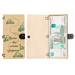 Конверт для денег деревянный (купюрница) " Пара " Пожелания, на кнопке, 165*100*9мм